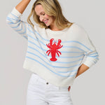 Coastal Lobster Stripe Relaxed Sweater - The Pink Pineapple 850
