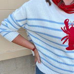 Coastal Lobster Stripe Relaxed Sweater - The Pink Pineapple 850