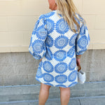 Coastal Muse Puff Sleeve Mini Dress - The Pink Pineapple 850