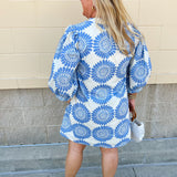 Coastal Muse Puff Sleeve Mini Dress - The Pink Pineapple 850