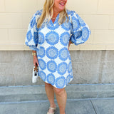 Coastal Muse Puff Sleeve Mini Dress - The Pink Pineapple 850