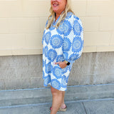 Coastal Muse Puff Sleeve Mini Dress - The Pink Pineapple 850