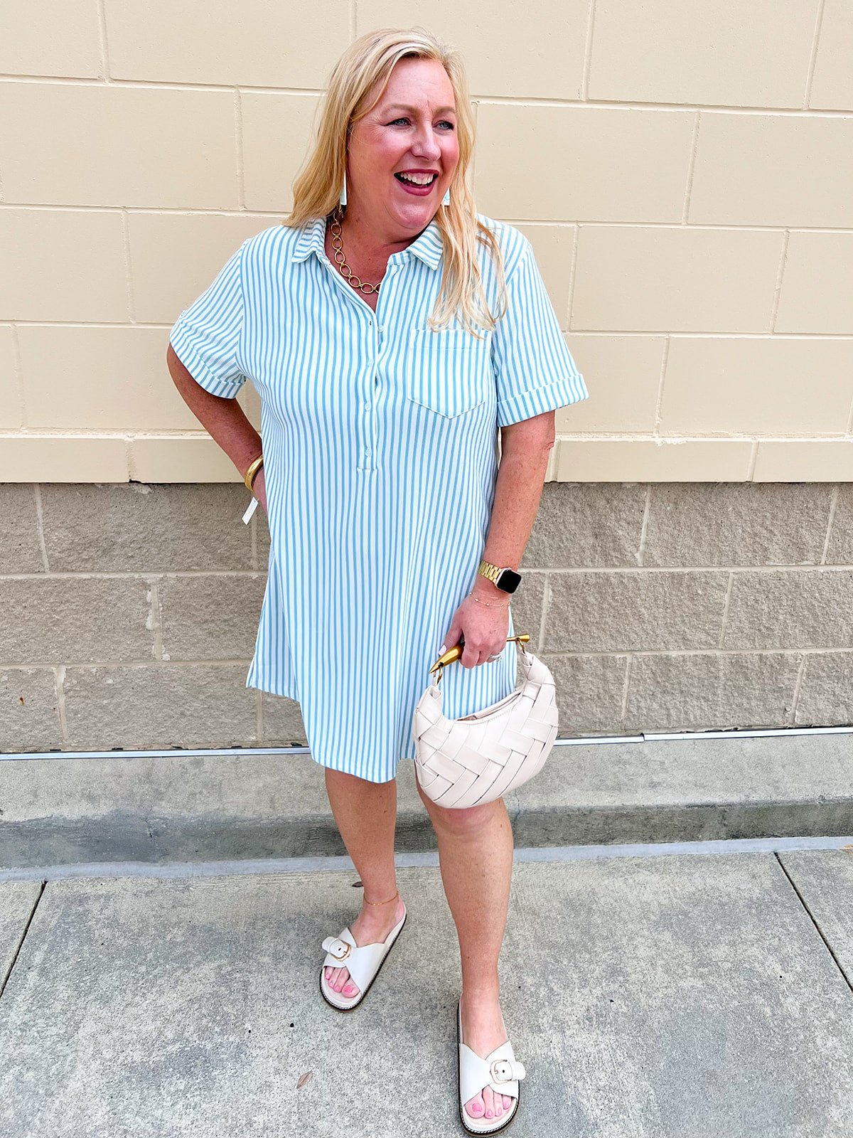 Coastal Stripe Mini Dress - The Pink Pineapple 850