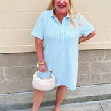 Coastal Stripe Mini Dress - The Pink Pineapple 850