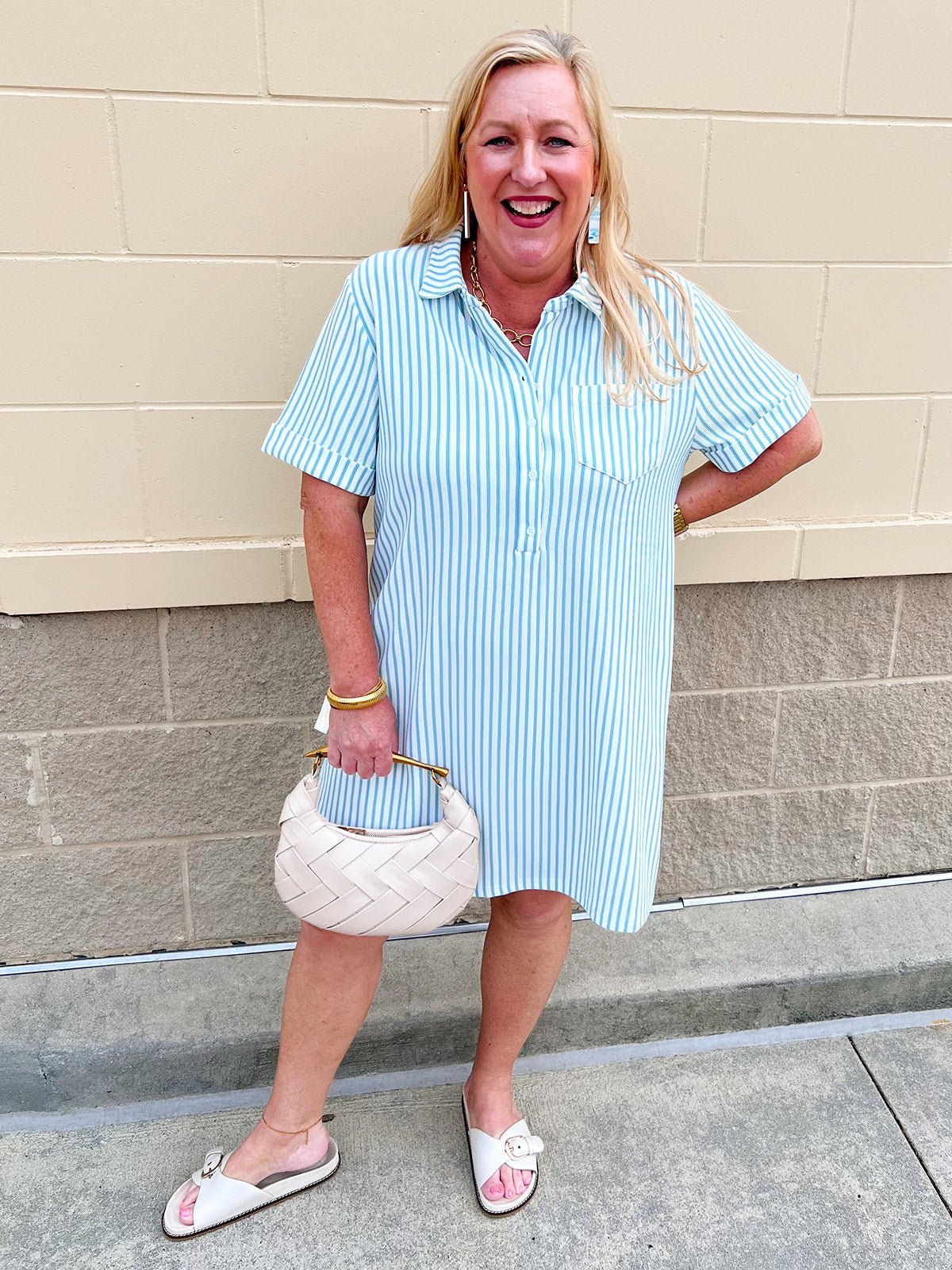 Coastal Stripe Mini Dress - The Pink Pineapple 850