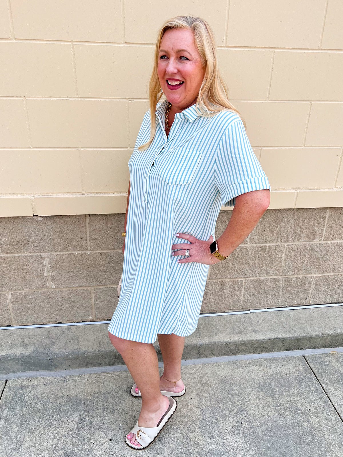 Coastal Stripe Mini Dress - The Pink Pineapple 850