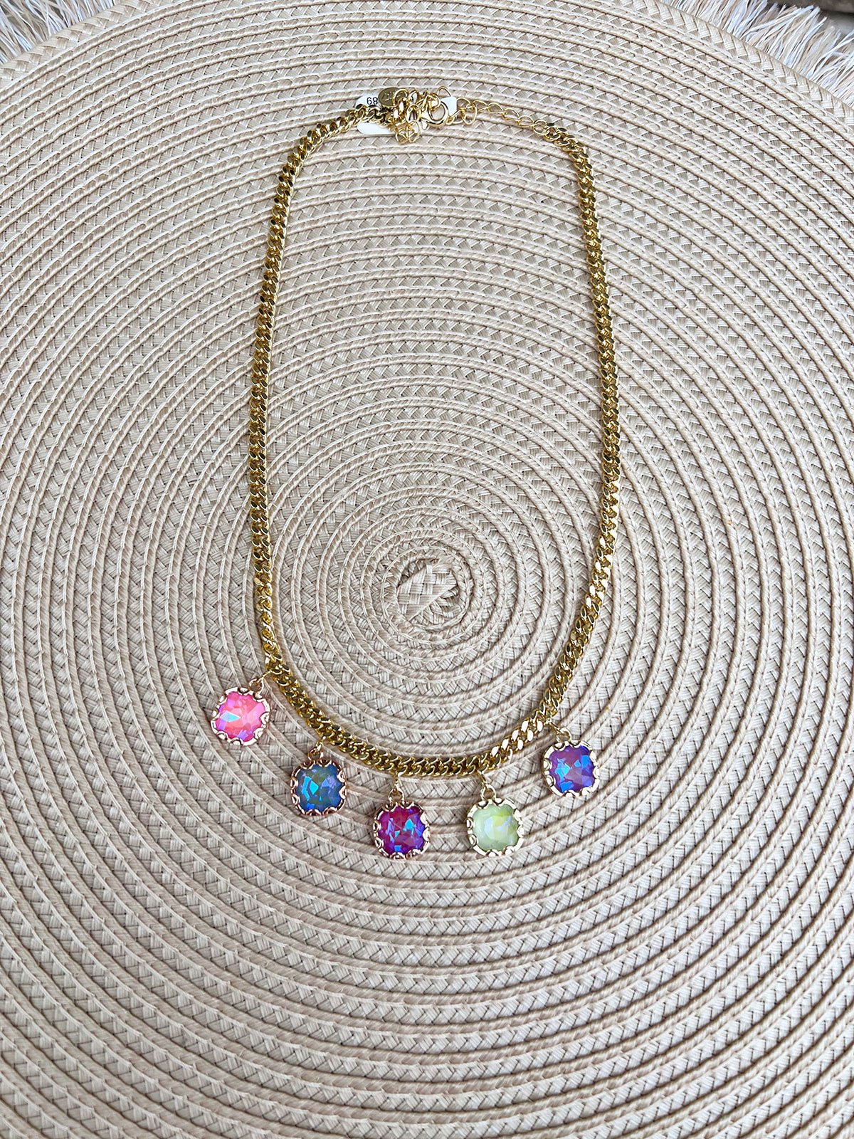Color Bloom Gold Necklace - The Pink Pineapple 850