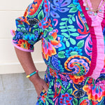 Color Carnival Ruffle Trim Midi Dress - The Pink Pineapple 850