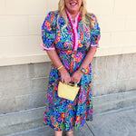 Color Carnival Ruffle Trim Midi Dress - The Pink Pineapple 850