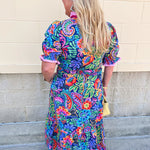 Color Carnival Ruffle Trim Midi Dress - The Pink Pineapple 850