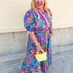 Color Carnival Ruffle Trim Midi Dress - The Pink Pineapple 850