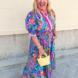 Color Carnival Ruffle Trim Midi Dress - The Pink Pineapple 850