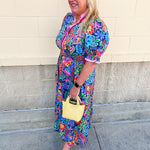 Color Carnival Ruffle Trim Midi Dress - The Pink Pineapple 850