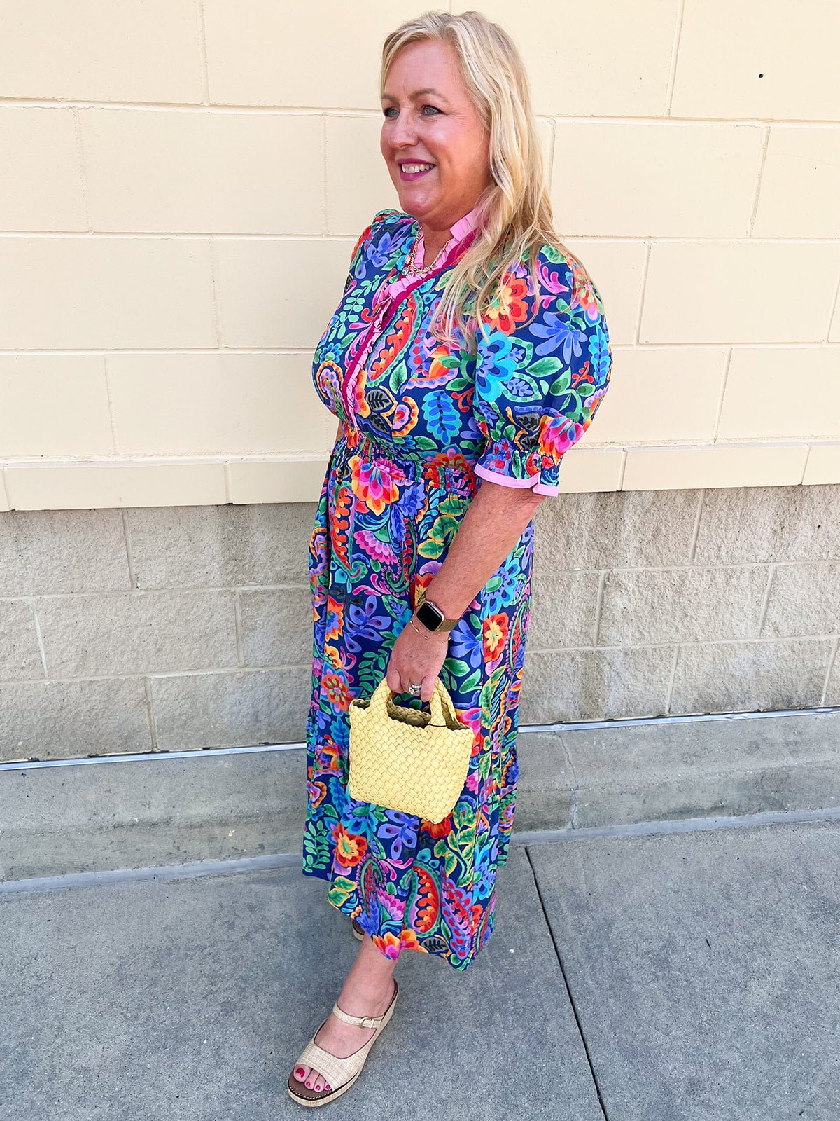 Color Carnival Ruffle Trim Midi Dress - The Pink Pineapple 850