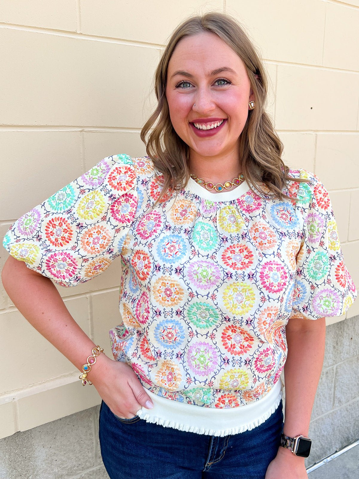Color Me Happy Printed Top - The Pink Pineapple 850