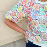 Color Me Happy Printed Top - The Pink Pineapple 850