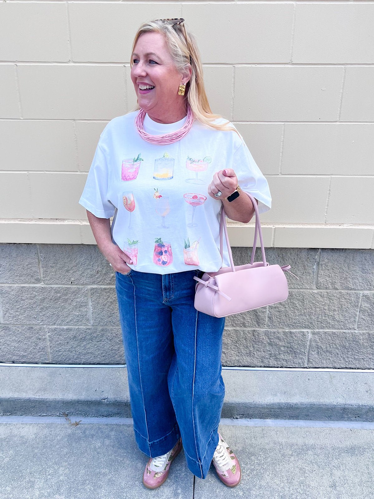 Colorful Cocktail Graphic Tee - The Pink Pineapple 850