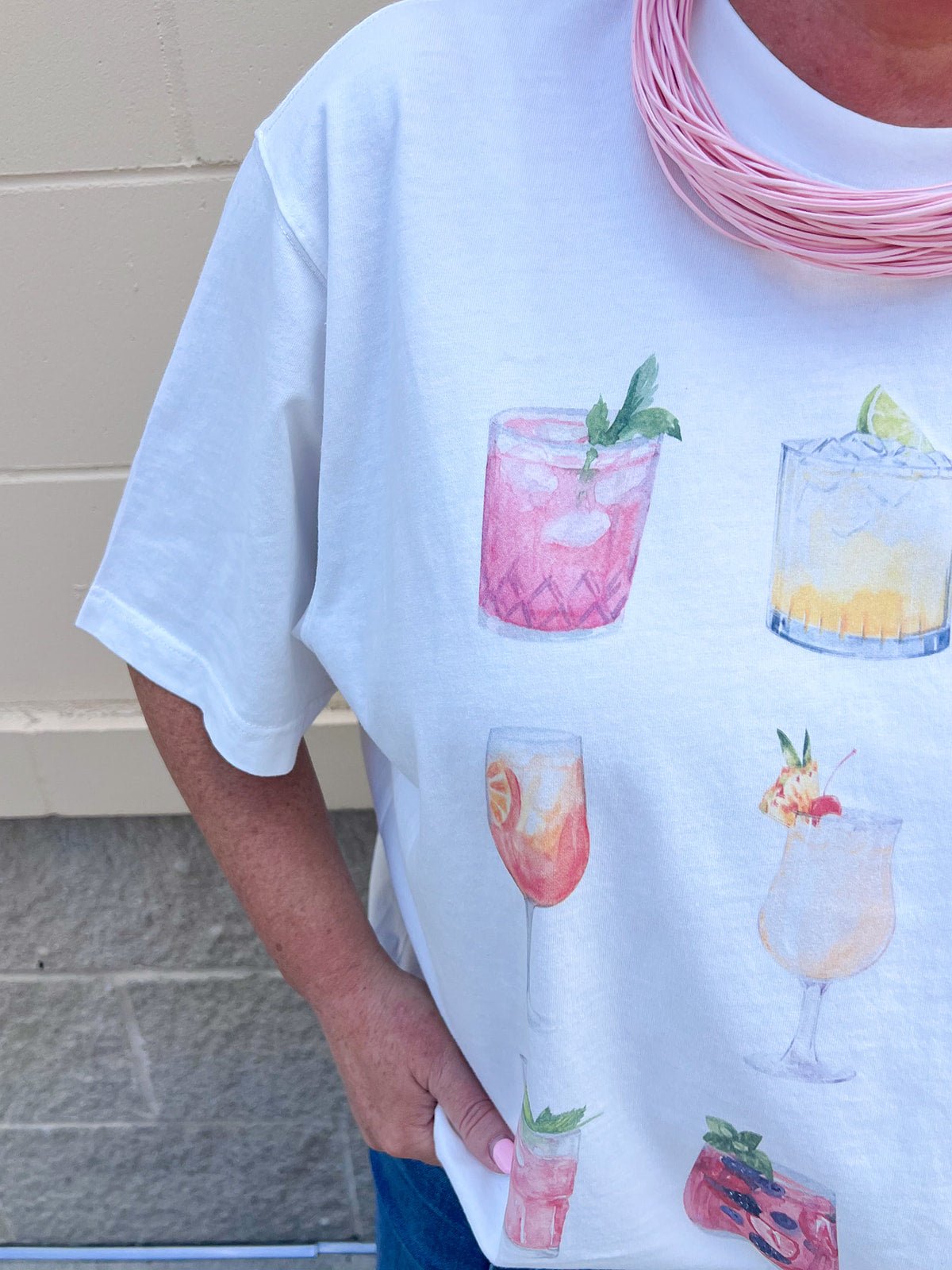Colorful Cocktail Graphic Tee - The Pink Pineapple 850