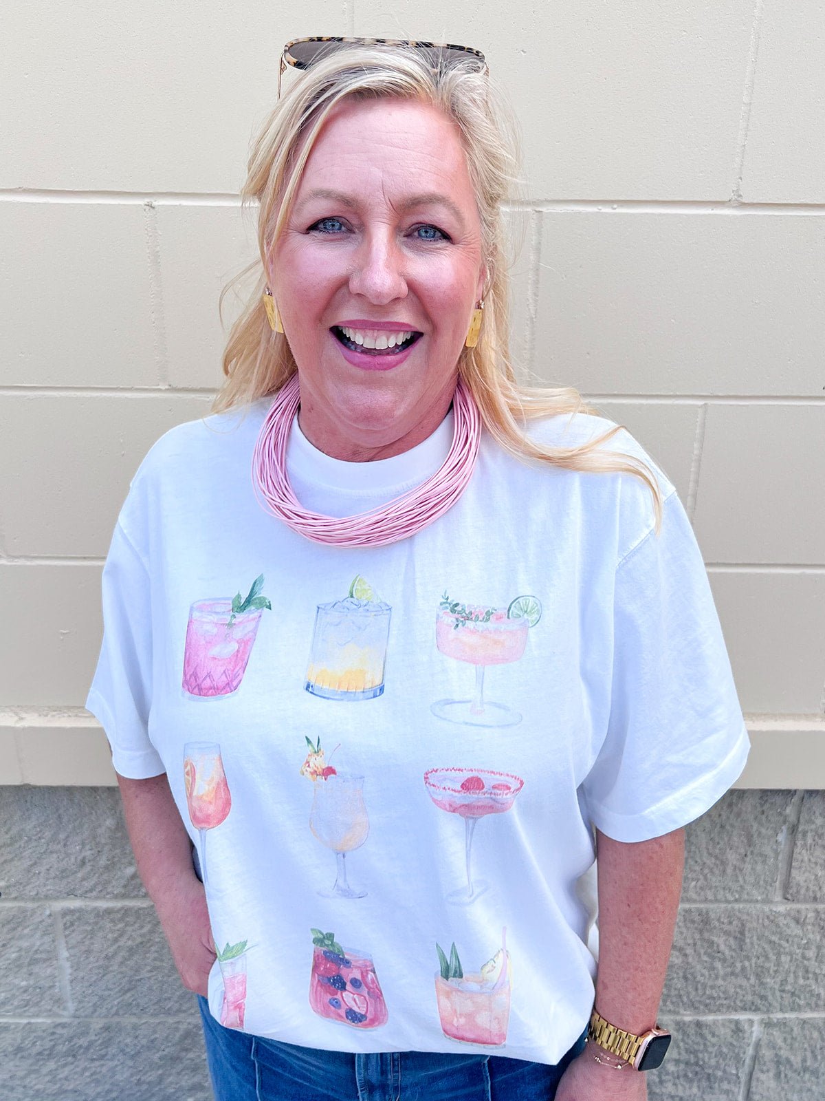 Colorful Cocktail Graphic Tee - The Pink Pineapple 850