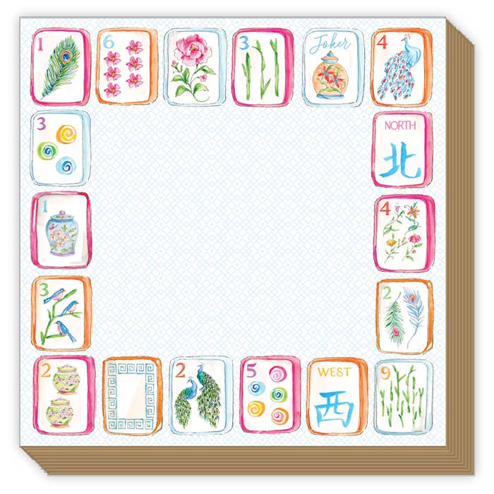 Colorful Mahjong Tiles & Florals Luxe Mini Notepad - The Pink Pineapple 850