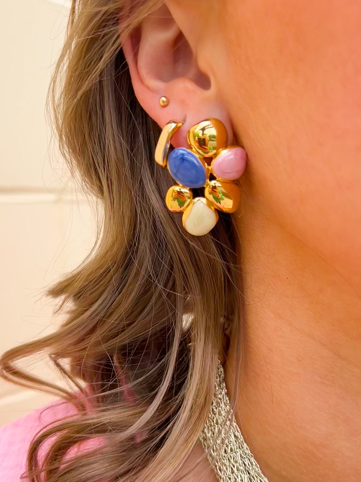 Confetti Marble Cluster Stud Earrings - The Pink Pineapple 850
