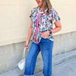 Confetti Meadow Short Sleeve Top - The Pink Pineapple 850