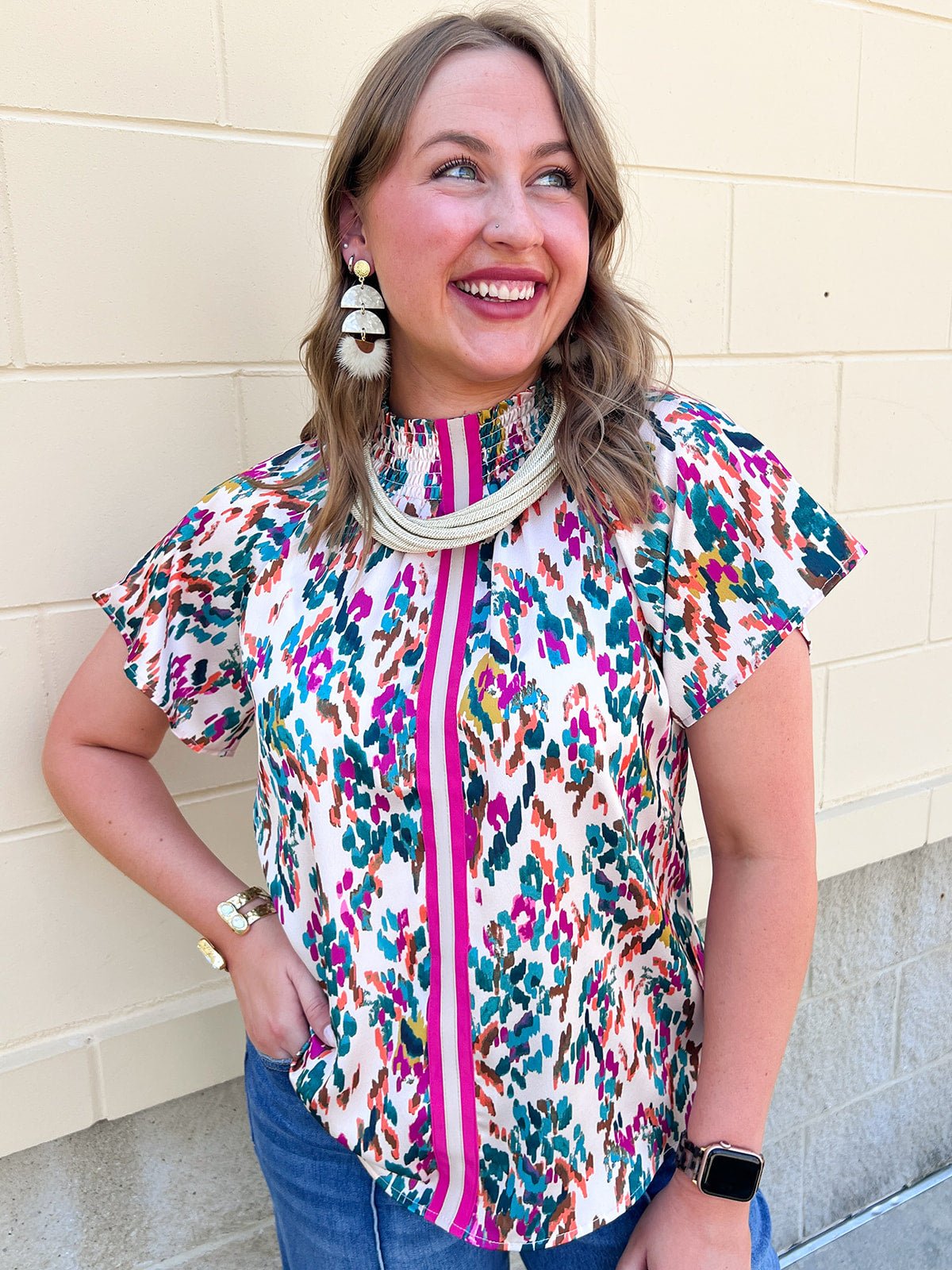 Confetti Meadow Short Sleeve Top - The Pink Pineapple 850