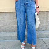 Confidence Crop Front Slit Jeans - The Pink Pineapple 850