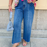 Confidence Crop Front Slit Jeans - The Pink Pineapple 850