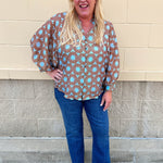 Copper Petal Button-Up Blouse - The Pink Pineapple 850