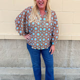 Copper Petal Button-Up Blouse - The Pink Pineapple 850