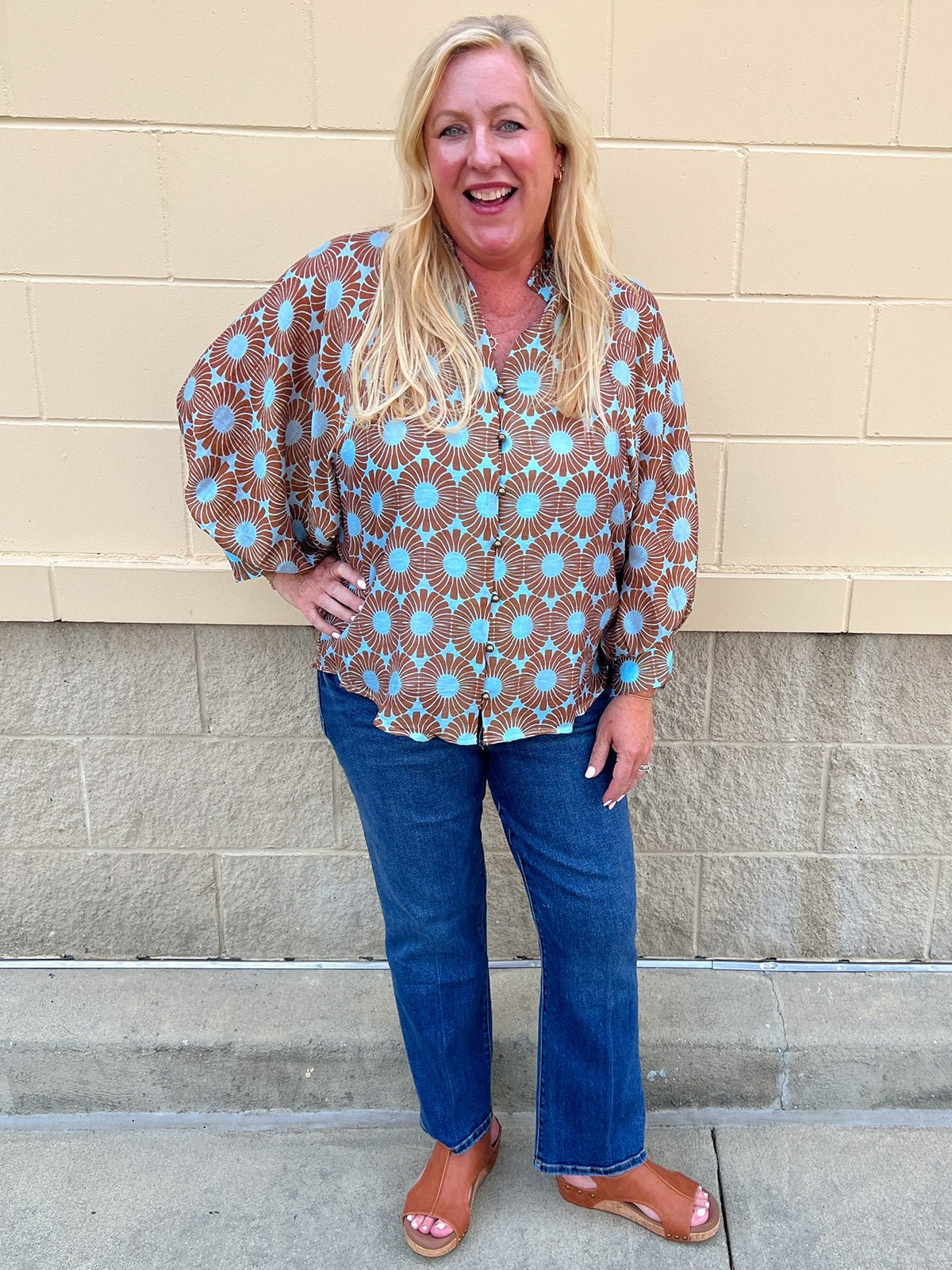 Copper Petal Button-Up Blouse - The Pink Pineapple 850