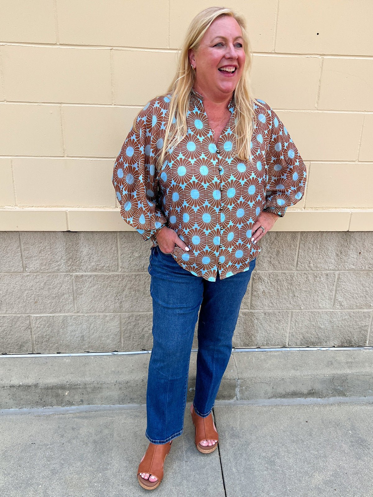 Copper Petal Button-Up Blouse - The Pink Pineapple 850