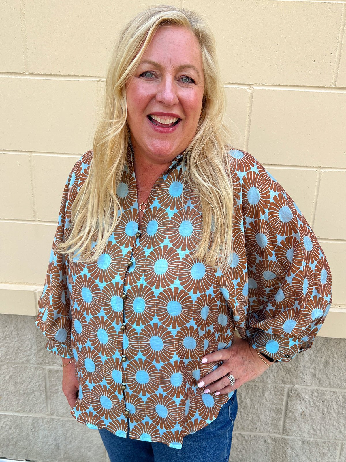 Copper Petal Button-Up Blouse - The Pink Pineapple 850