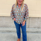 Copper Petal Button-Up Blouse - The Pink Pineapple 850