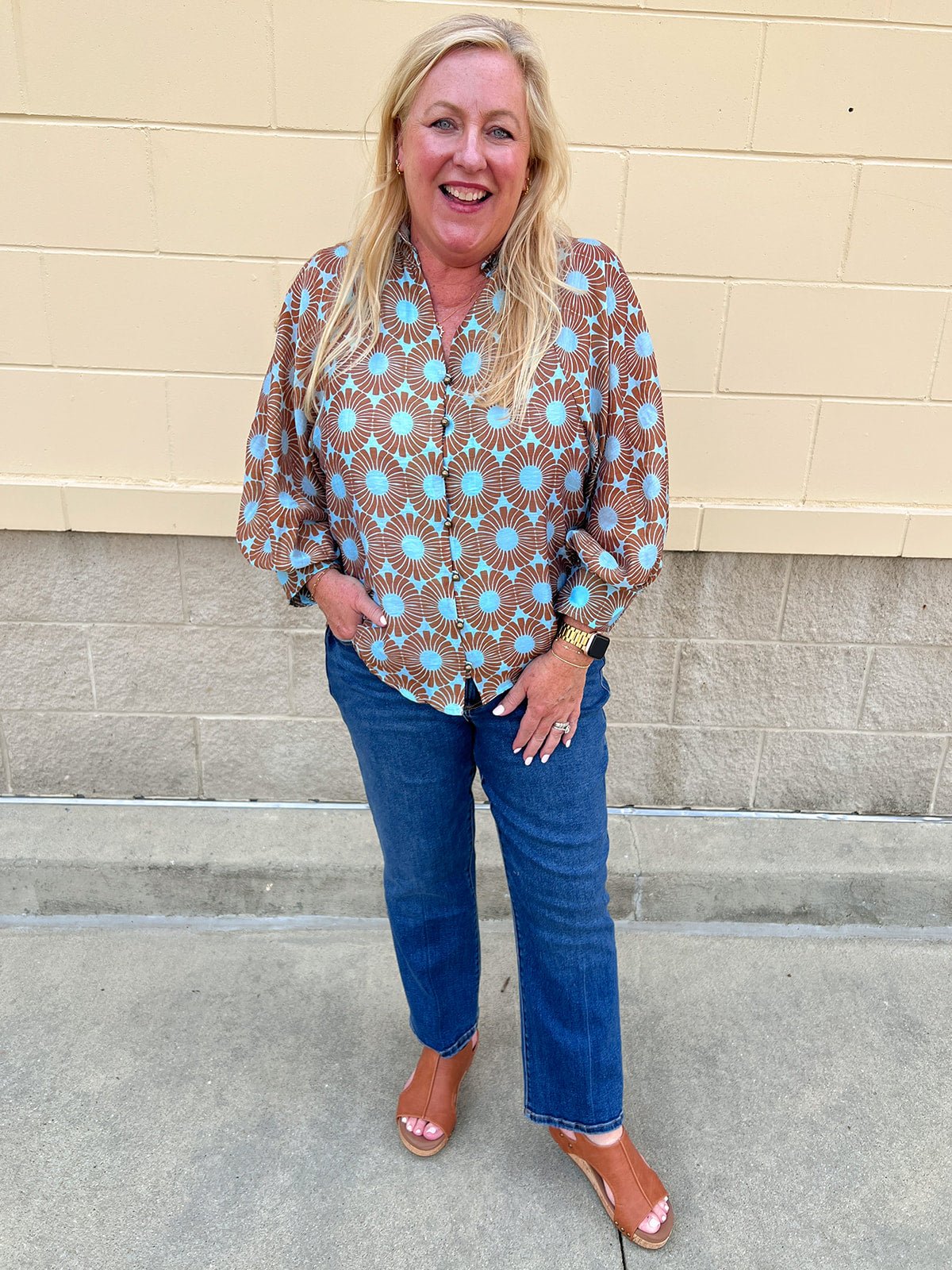 Copper Petal Button-Up Blouse - The Pink Pineapple 850