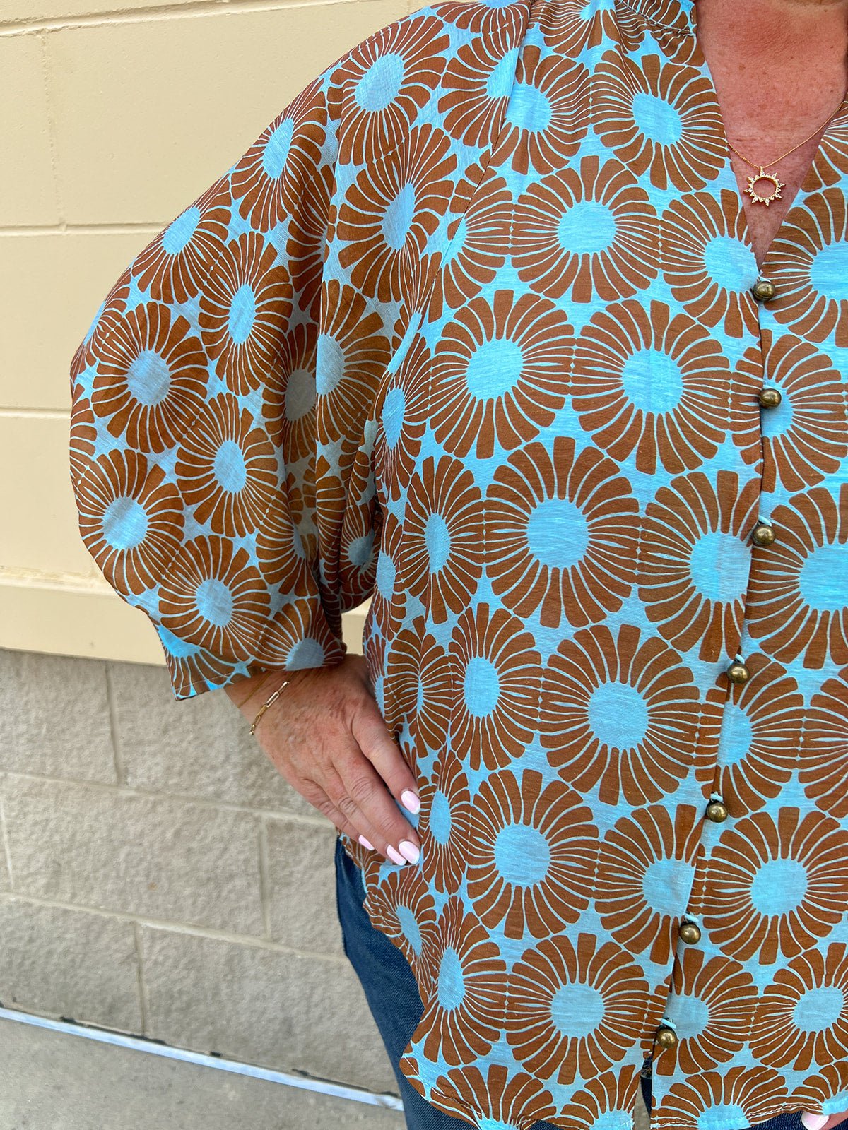 Copper Petal Button-Up Blouse - The Pink Pineapple 850