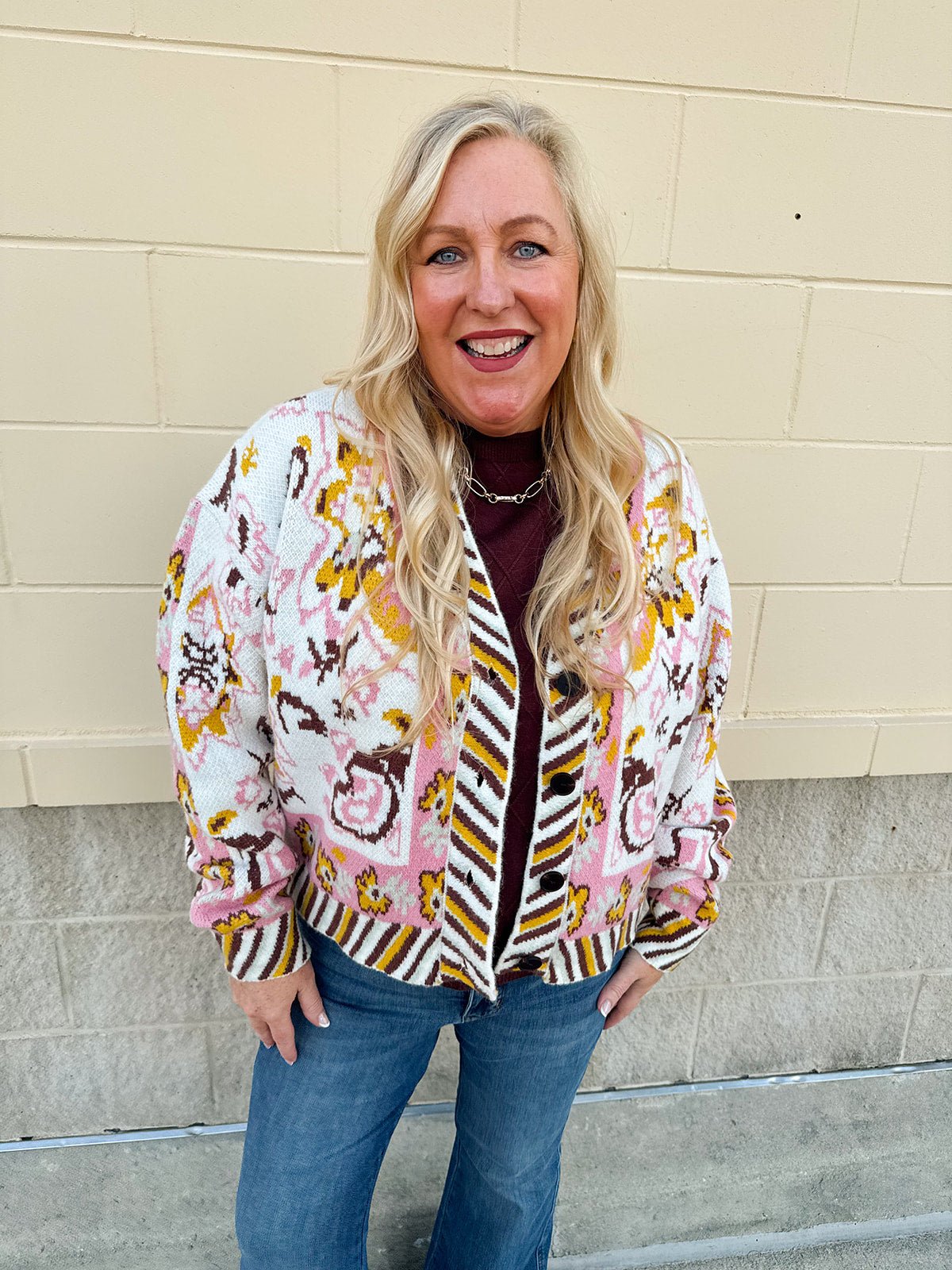 Coral Sands Button - Front Sweater - The Pink Pineapple 850