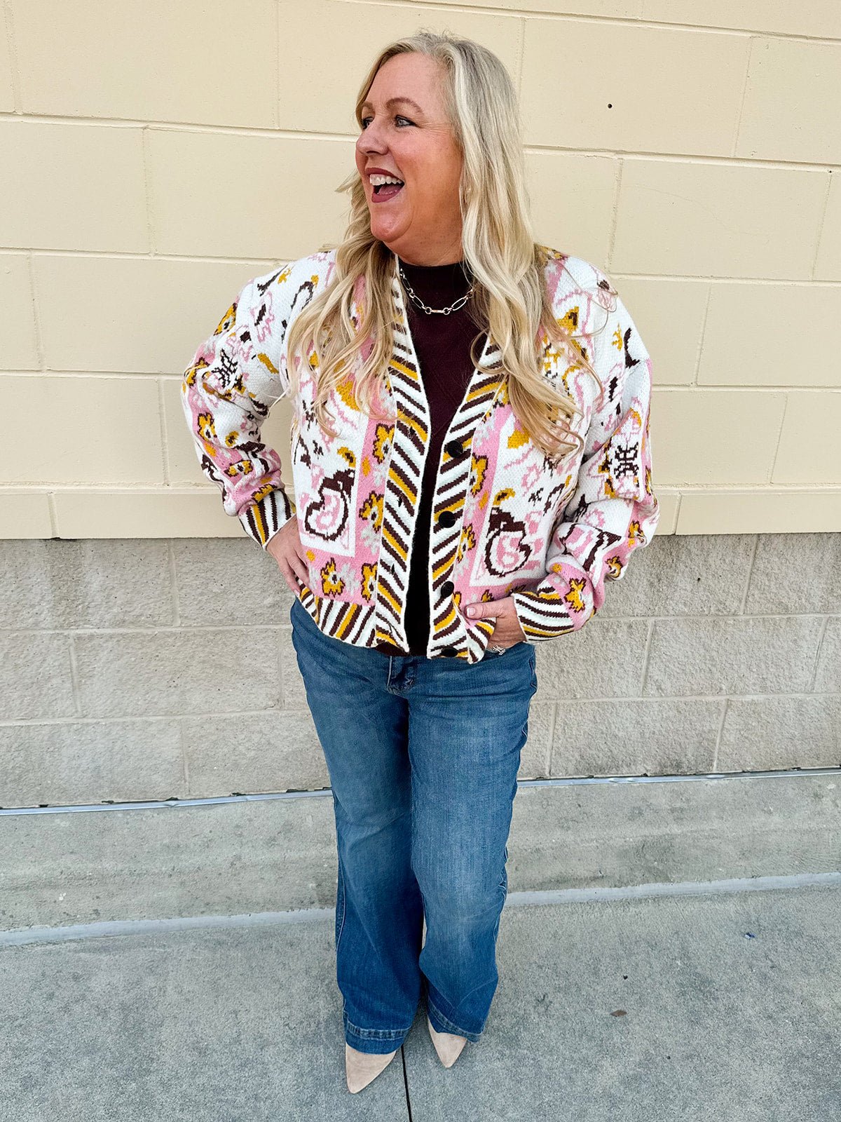 Coral Sands Button - Front Sweater - The Pink Pineapple 850