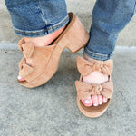 [Corkys] Camel Faux Suede Put a Bow on It Wedges - The Pink Pineapple 850