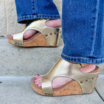 [Corkys] Gold Cork Wedges with Gold Studded Detailing - The Pink Pineapple 850
