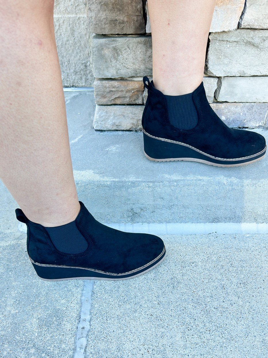 [Corkys] Love You A Latte Booties in Black Faux Suede - The Pink Pineapple 850