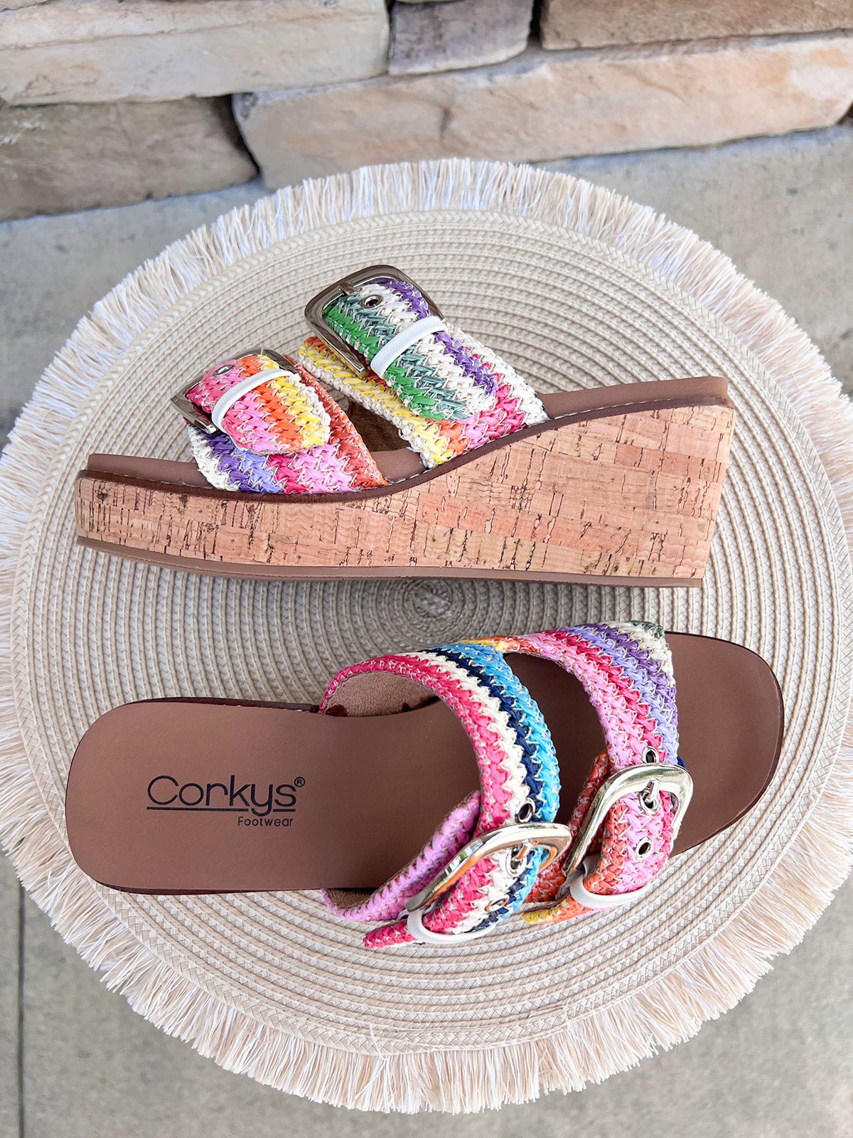 [Corkys] Manifest Wedges in Multicolor - The Pink Pineapple 850