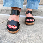 [Corkys] Obviously Scalloped Black Wedge - The Pink Pineapple 850