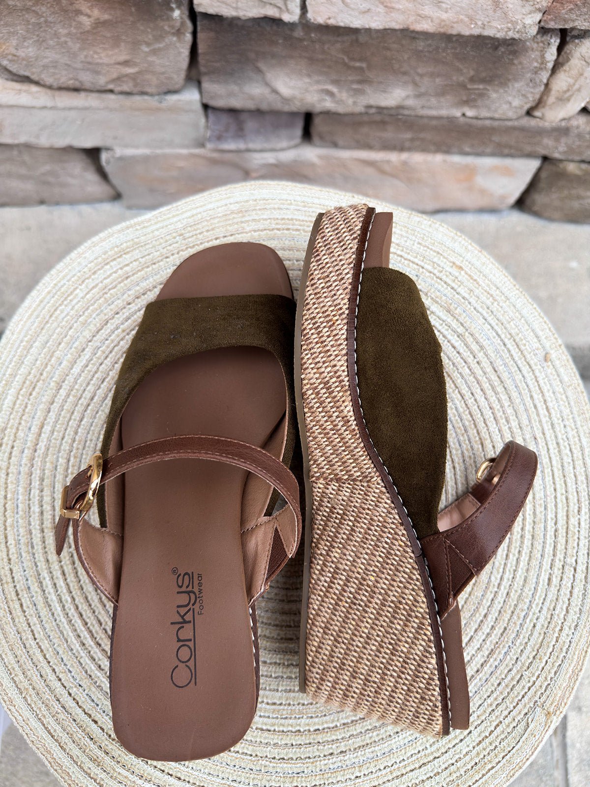 [Corky’s] Treat Yourself Wedges in Moss - The Pink Pineapple 850