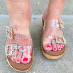 [Corkys] Twinsie Clear Rhinestone Buckle Wedges - The Pink Pineapple 850