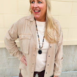 Cozy Avenue Oversized Shacket in Camel - The Pink Pineapple 850