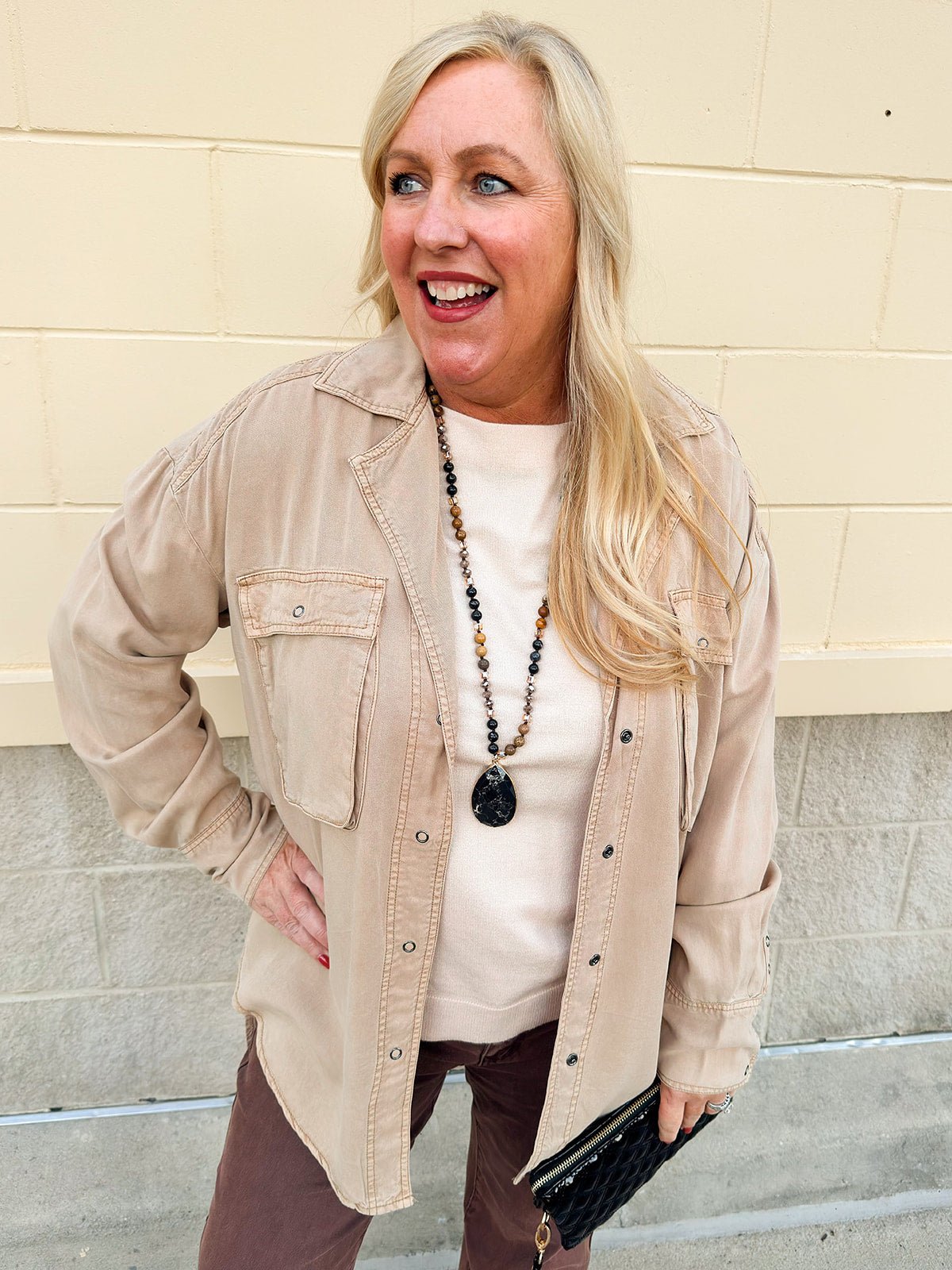 Cozy Avenue Oversized Shacket in Camel - The Pink Pineapple 850