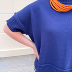 Cozy Contrast Stitch Sweater Top in Navy - The Pink Pineapple 850