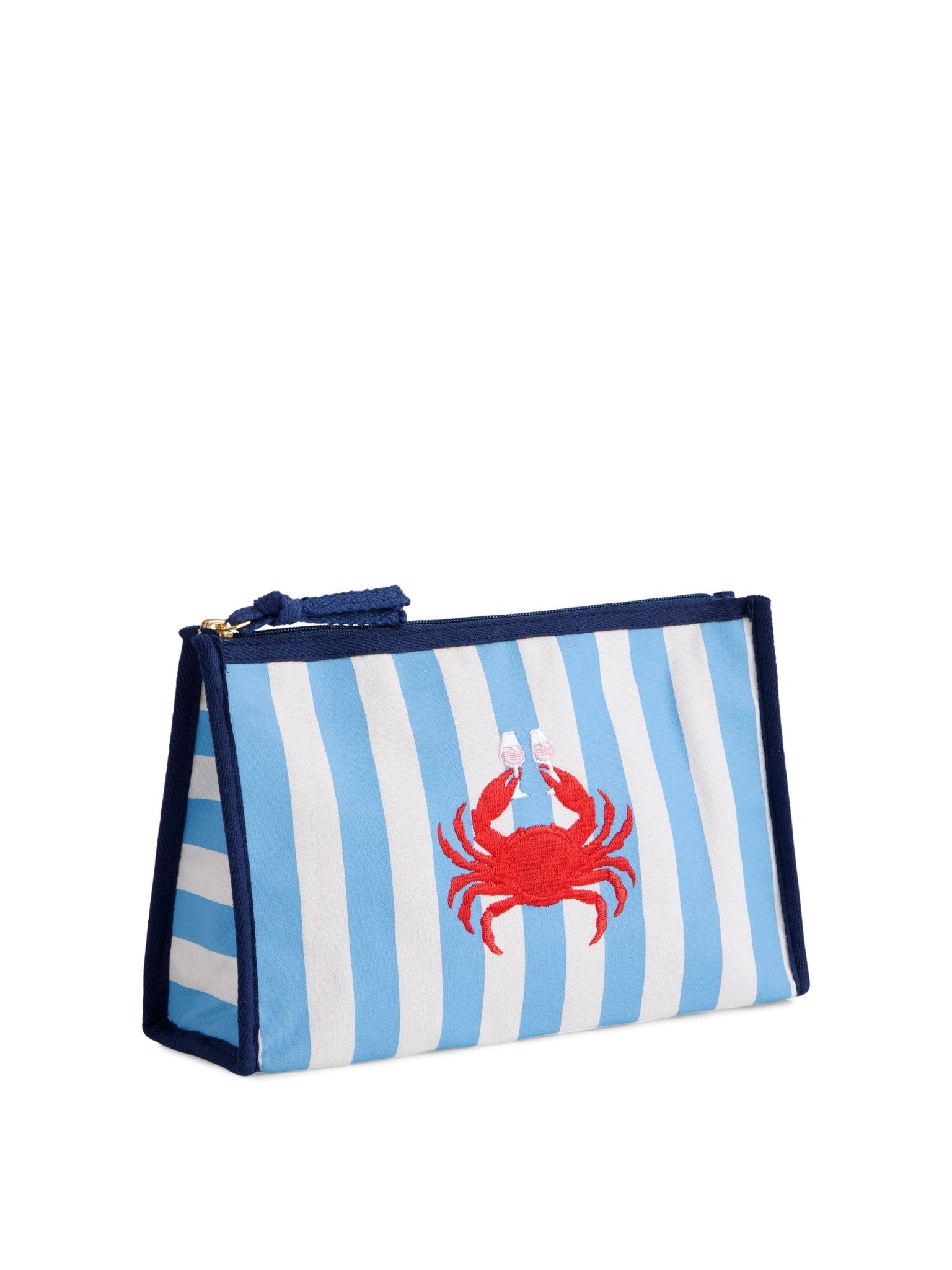 Crab & Rosé Striped Zip Pouch - The Pink Pineapple 850